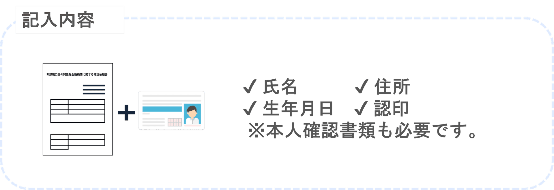 「非課税口座の開設先金融機関に関する確認依頼書」の記入内容